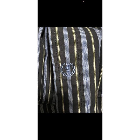 Bugatchi Button Down Shirt Flip Cuff Striped Blue Mens Size Measured Classic - Picture 4 of 12